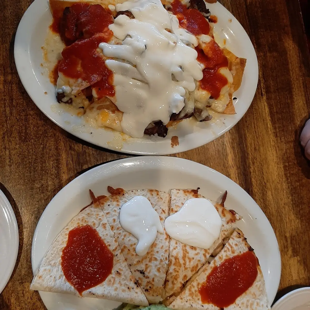 Sloppy Nachos with Steak and Chicken Quesadilla