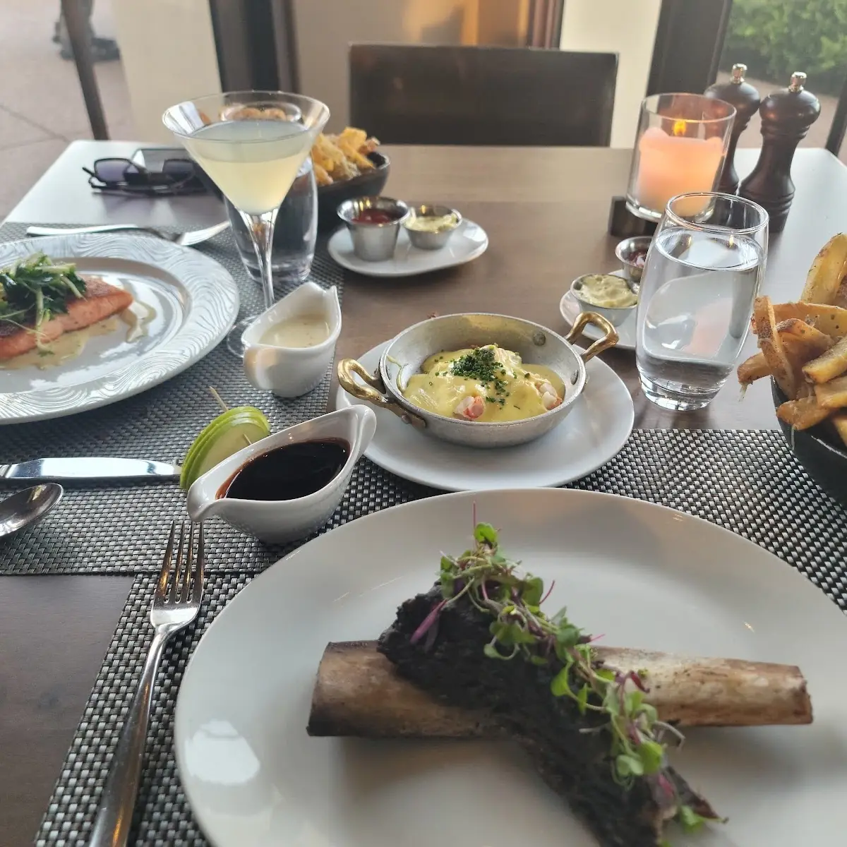 Short Ribs & Salmon on the Far Left