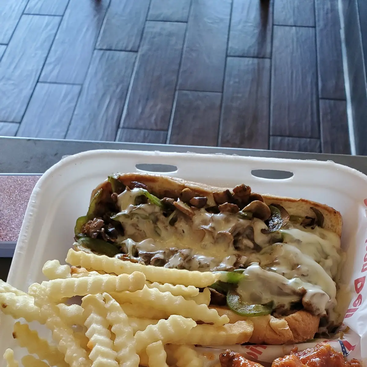 Philly Cheese Steak Sandwich with Wings