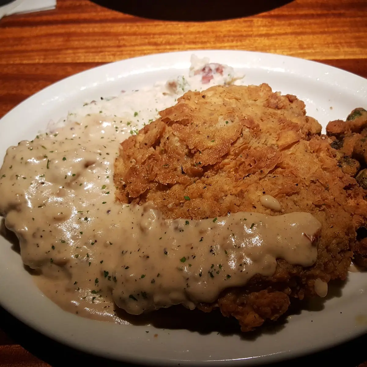 Chicken Fried Steak with Red Mashed Potatoes