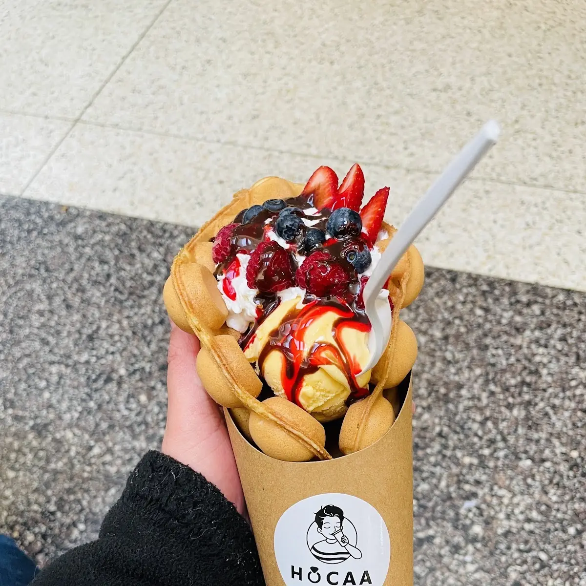 Vanilla Egg Waffle and Vanilla Ice Cream