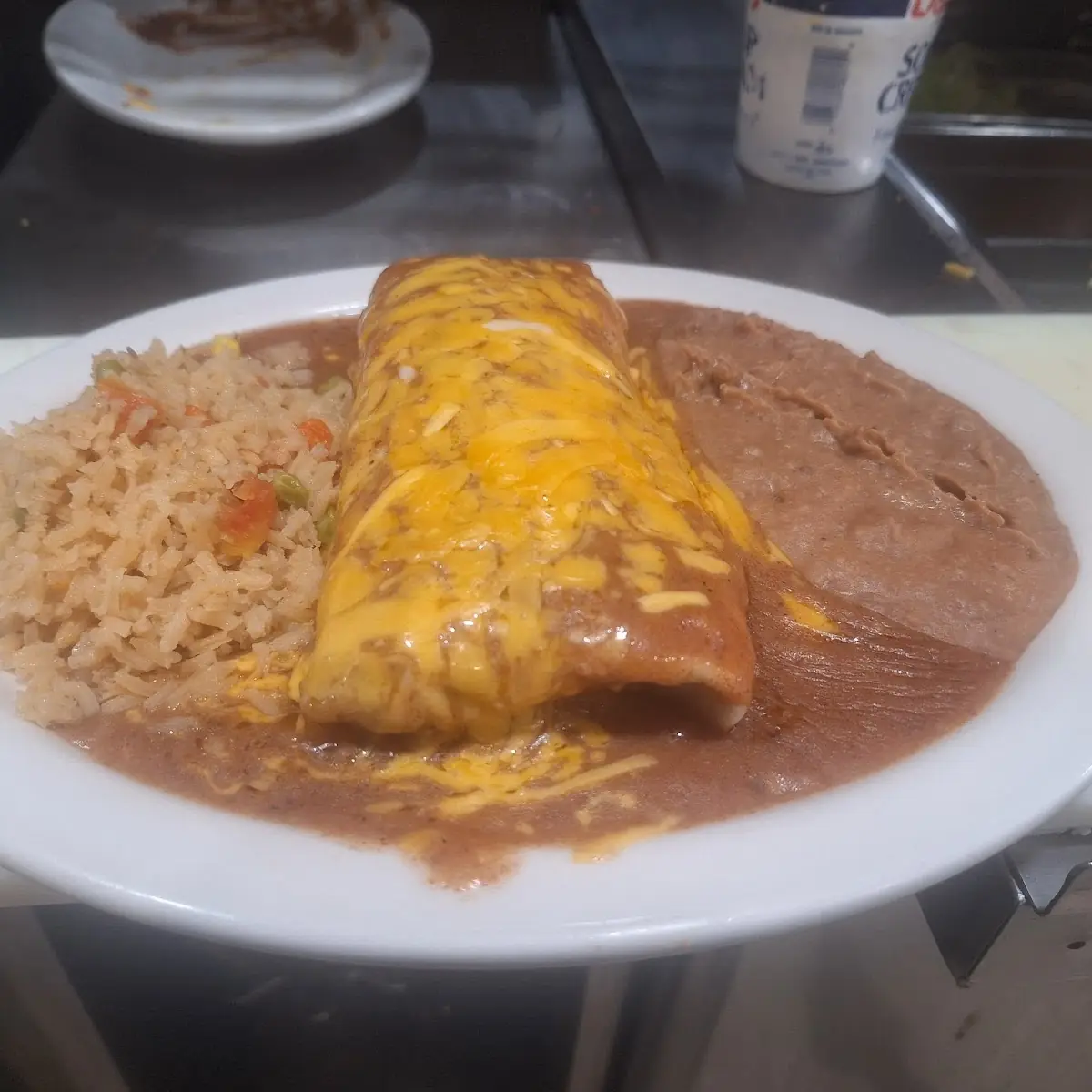 Cheesy Burrito with Refried Beans