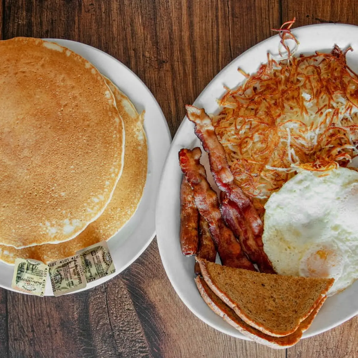 Hash Browns Pancakes & Toast
