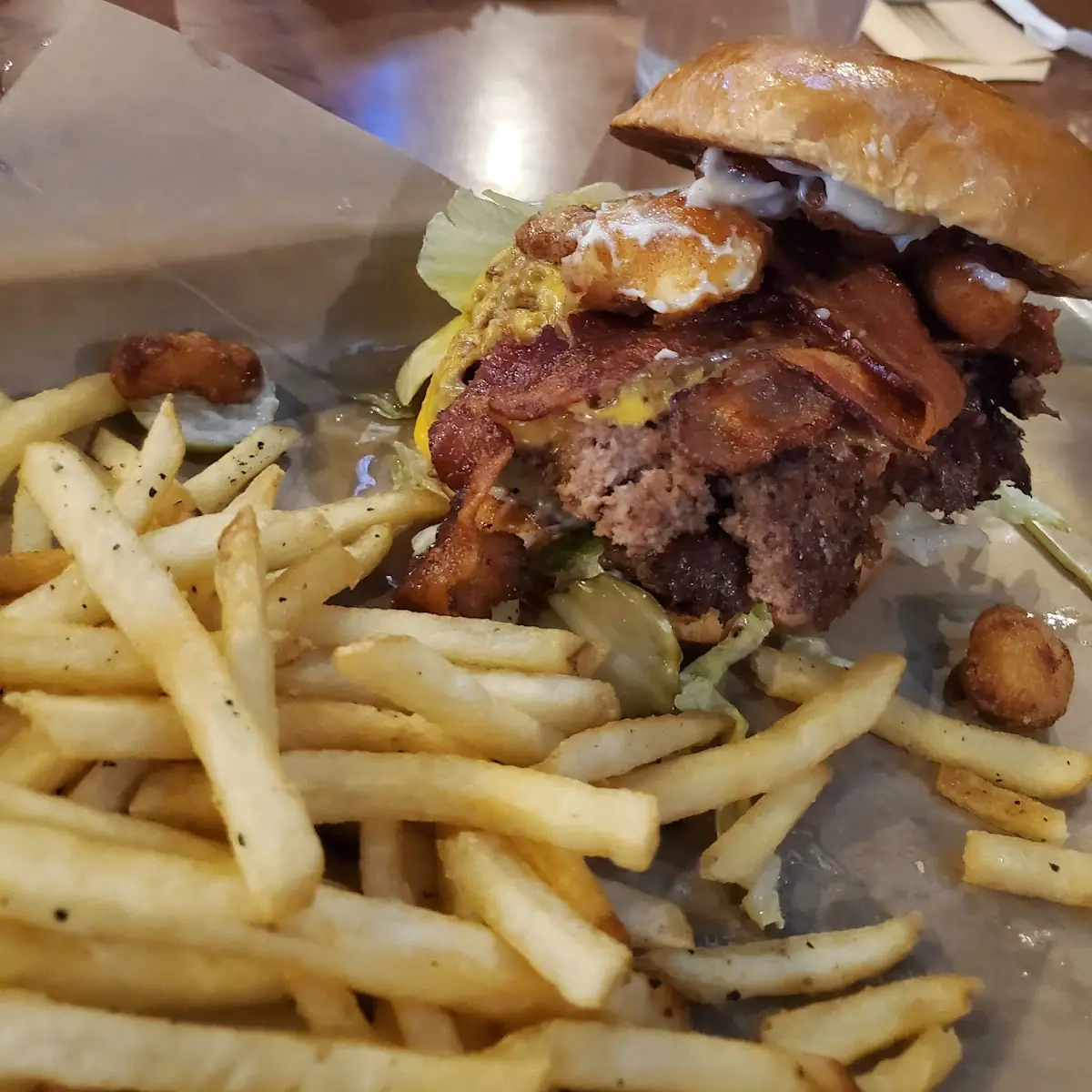 Cheese Curd Bacon Burger