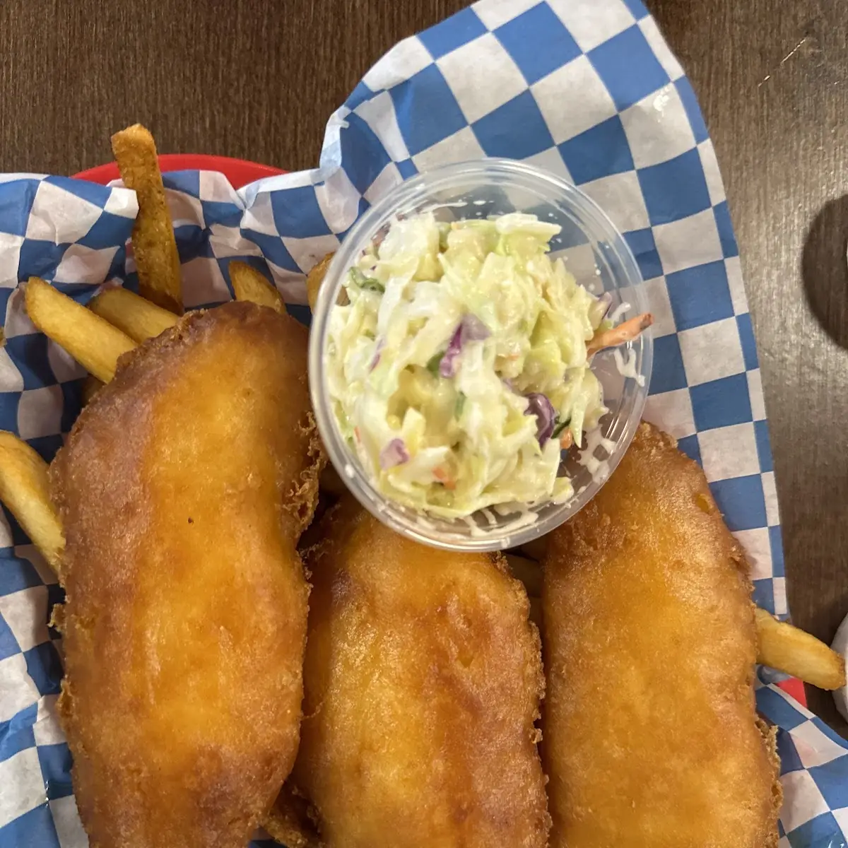 Bear Battered Cod Fish and Chips