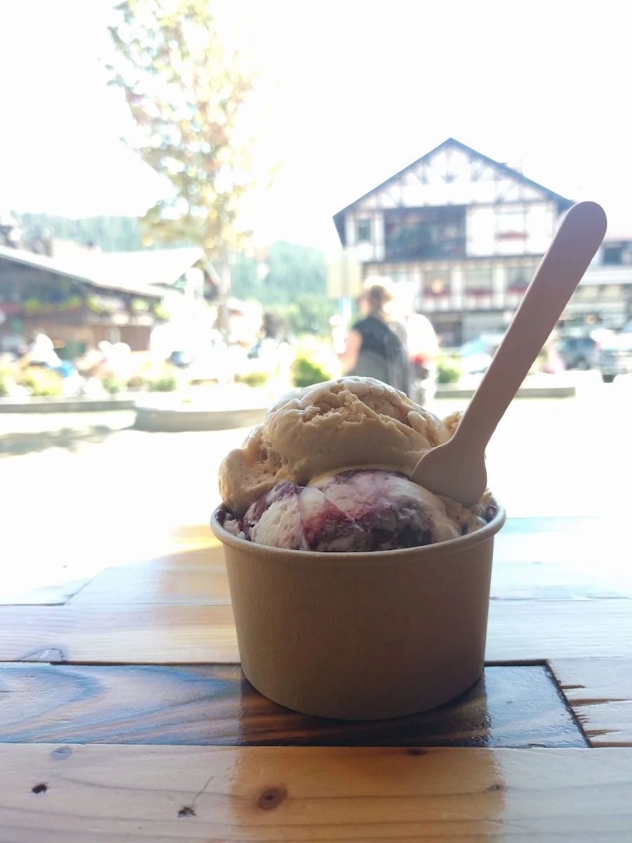 Single Scoop Split Salted Caramel and Blackberry Fool