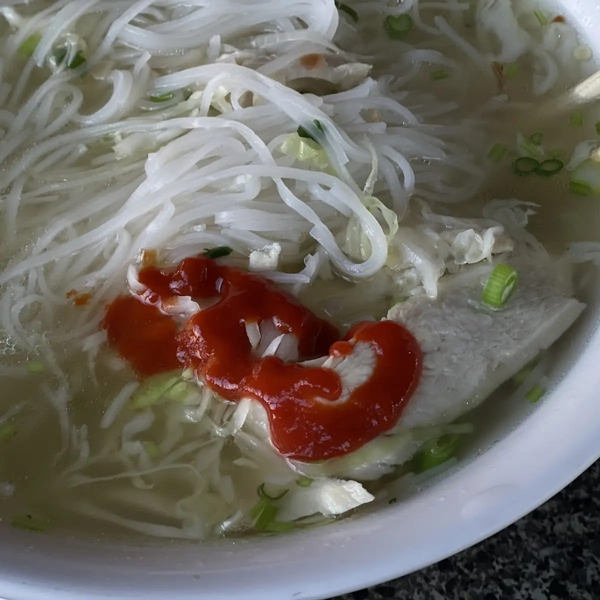 Vietnamese Pho with Sriracha Hot Sauce