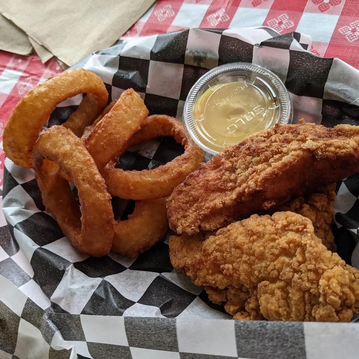 Chicken Fingers with Onion Rings