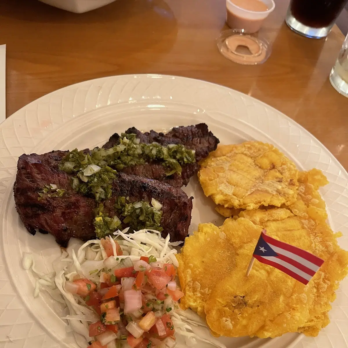 Mofongo Carne Frita-Encebollada
