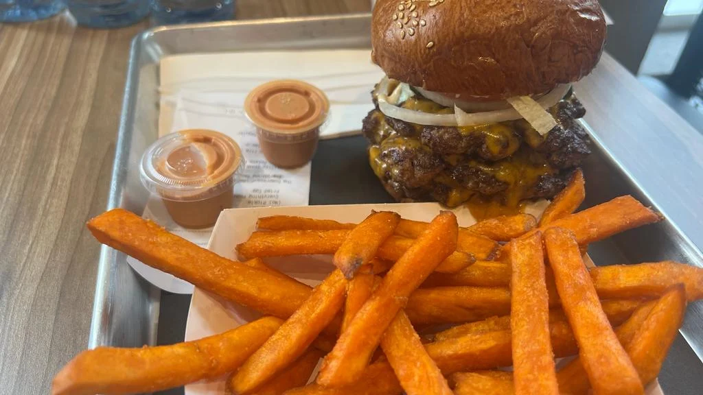 Juicy Lucy Burger with Sweet Potato Fresh Cut Fries