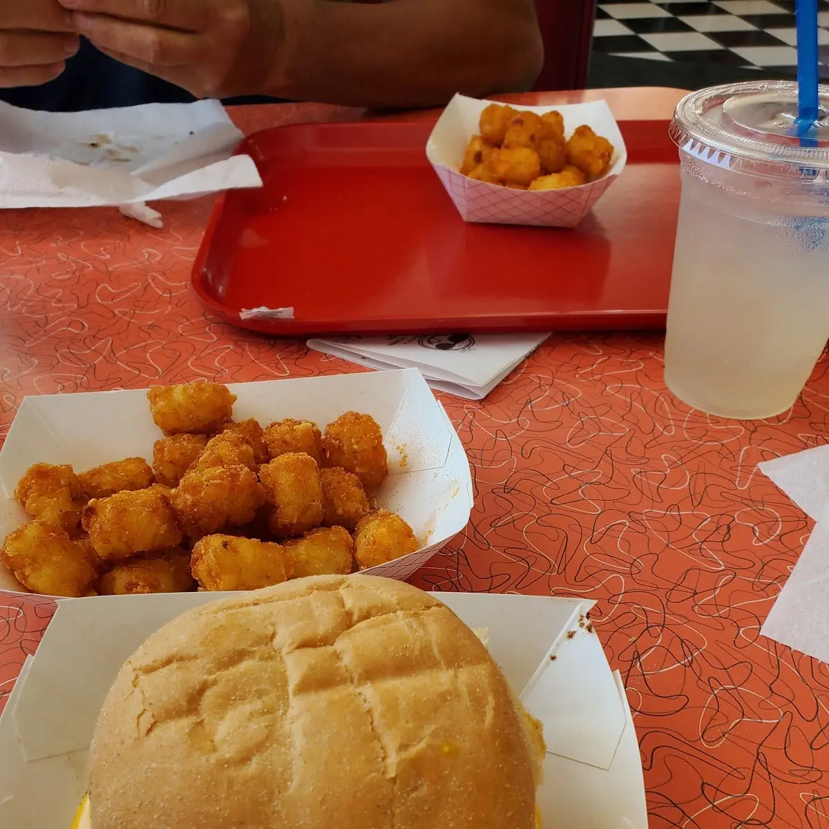 Double Cheeseburger and Tater Tots