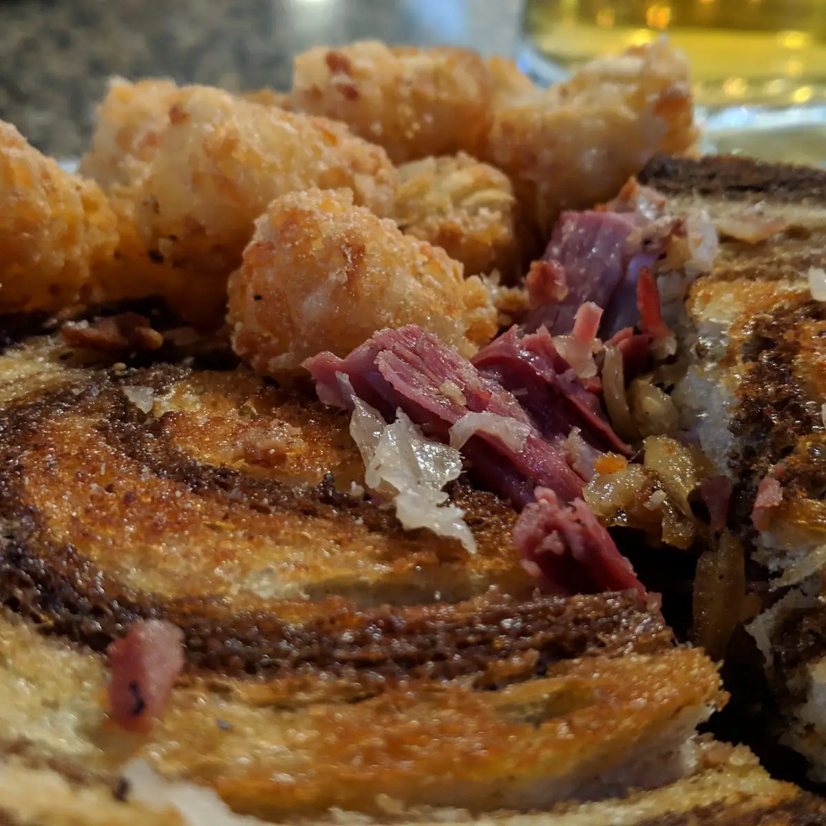 Reuben Sandwich with Tater Tots