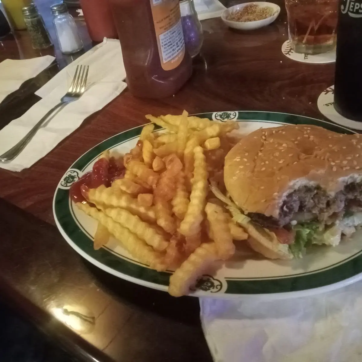 Cheese Burger with Jalapenos and Fries