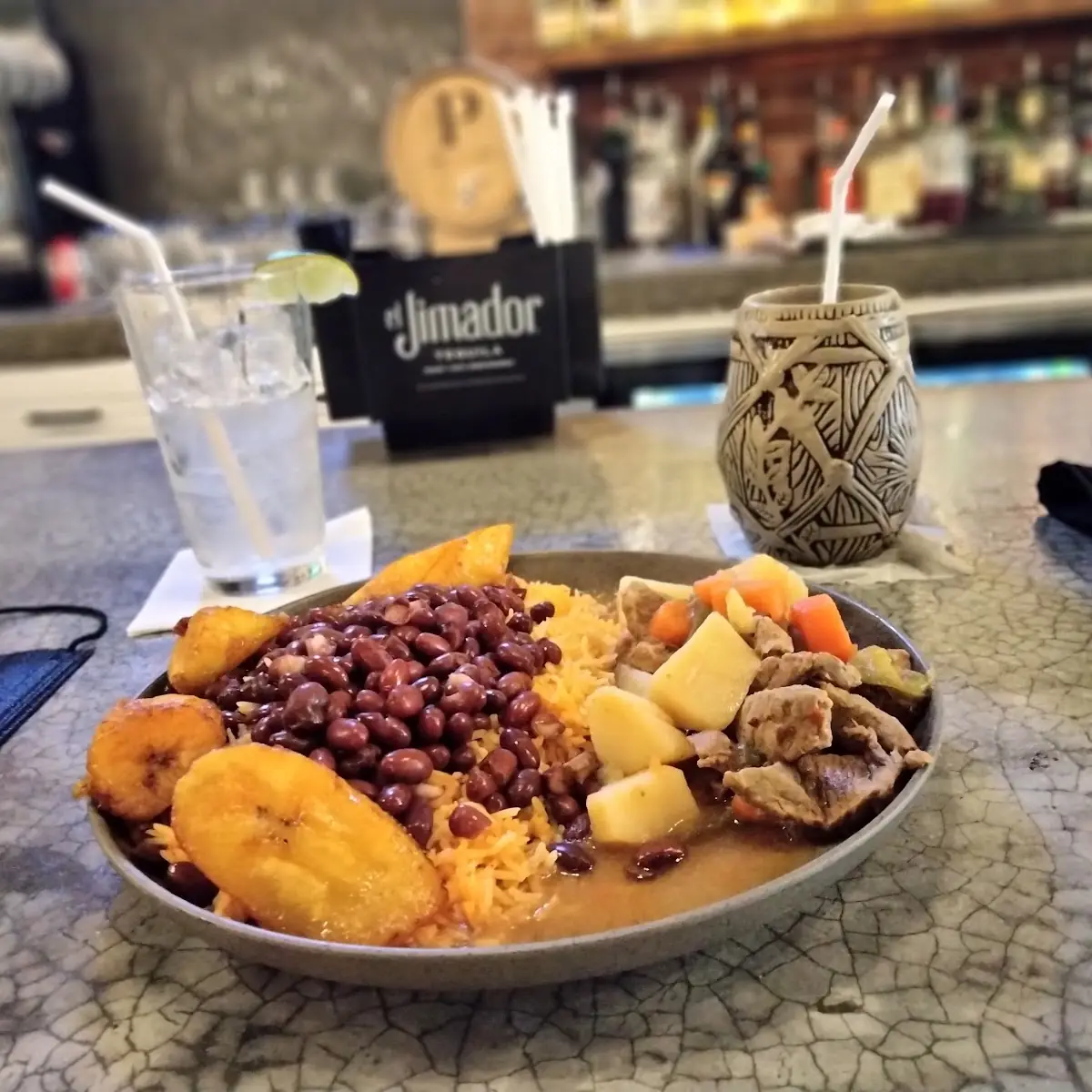 Beef Stew with Yellow Rice and Beans