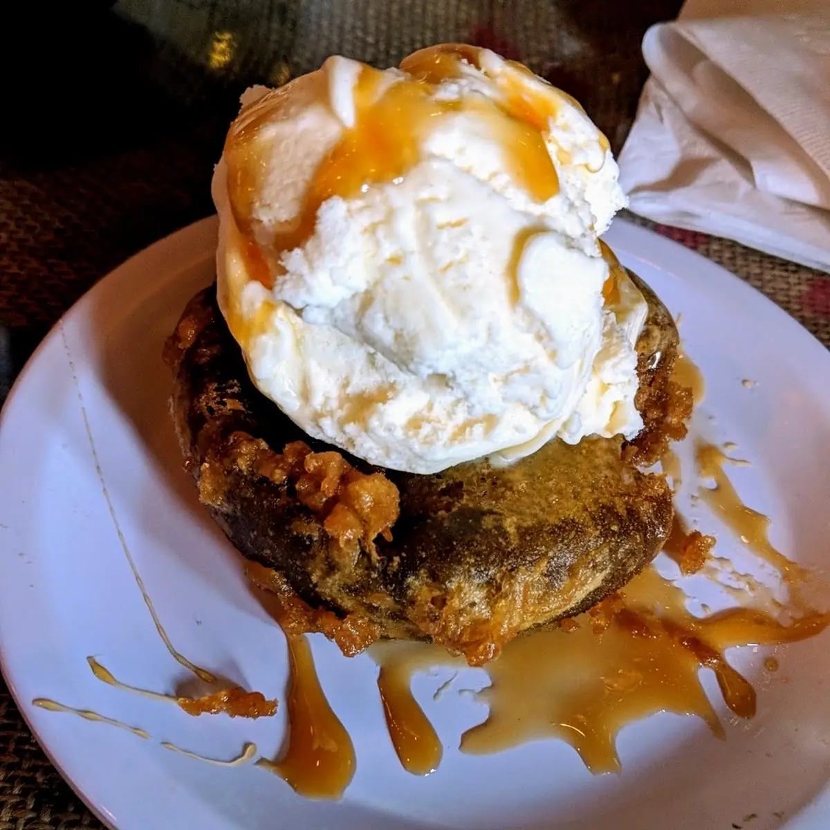 Deep Fried Beer Battered Cookie with Vanilla Ice Cream