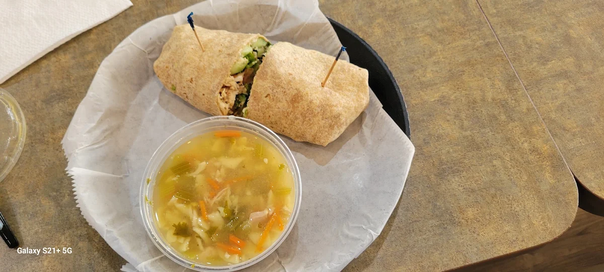 Chicken Soup and Hummus Wrap