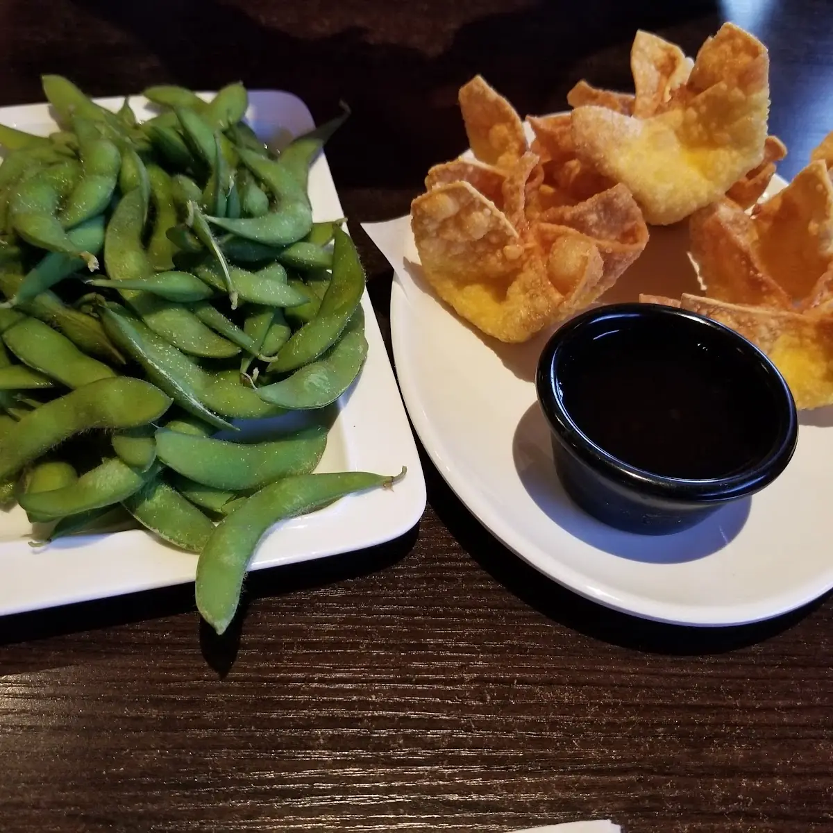 Edamame and Crab Rangoon