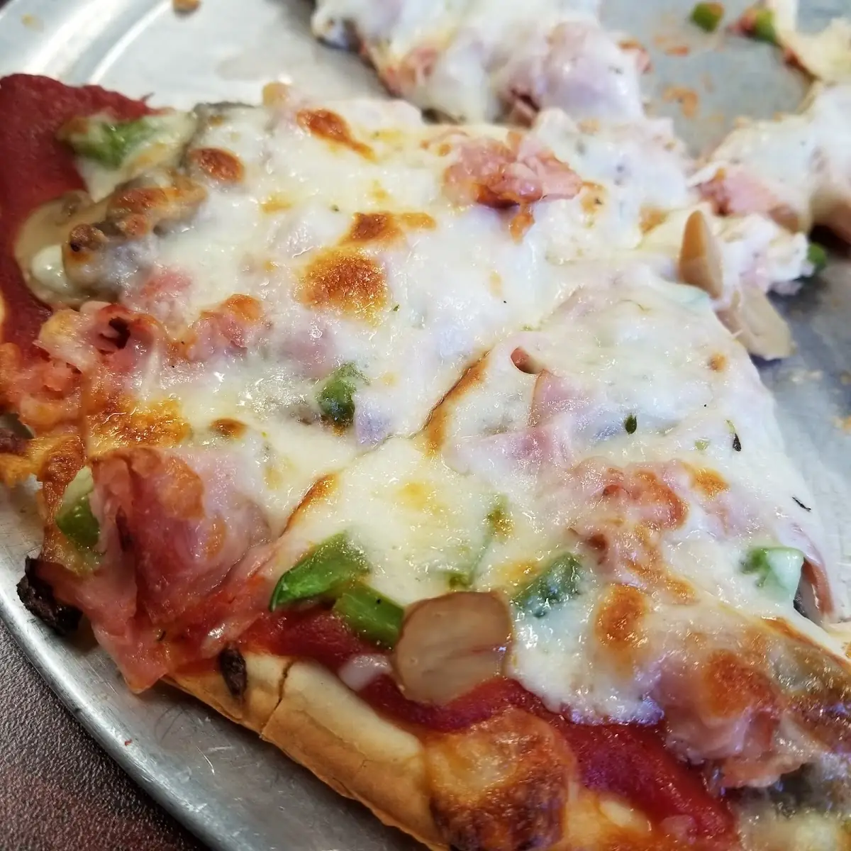 Ham Green Pepper and Mushroom Pizza