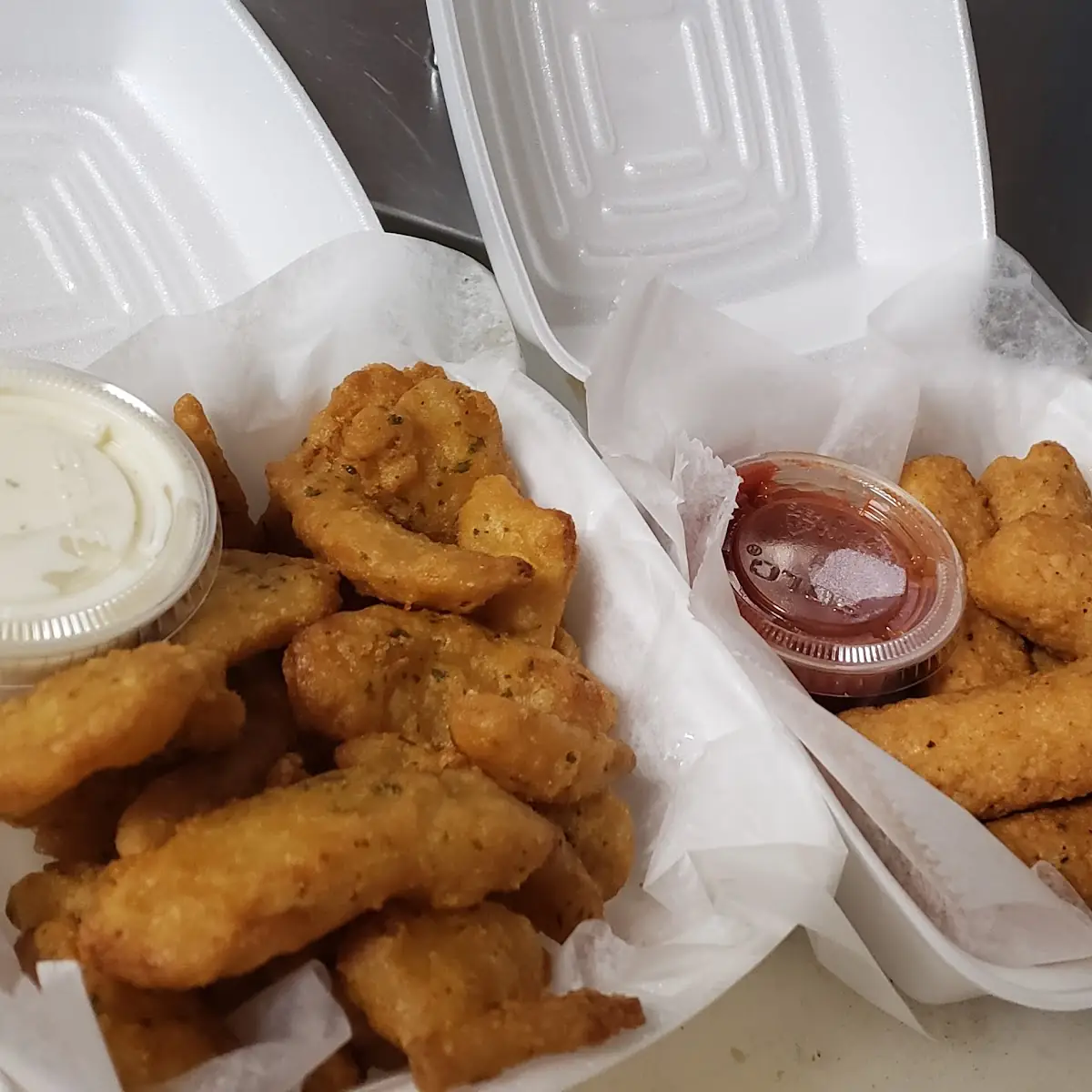 Onion Petals and Mozzarella Sticks