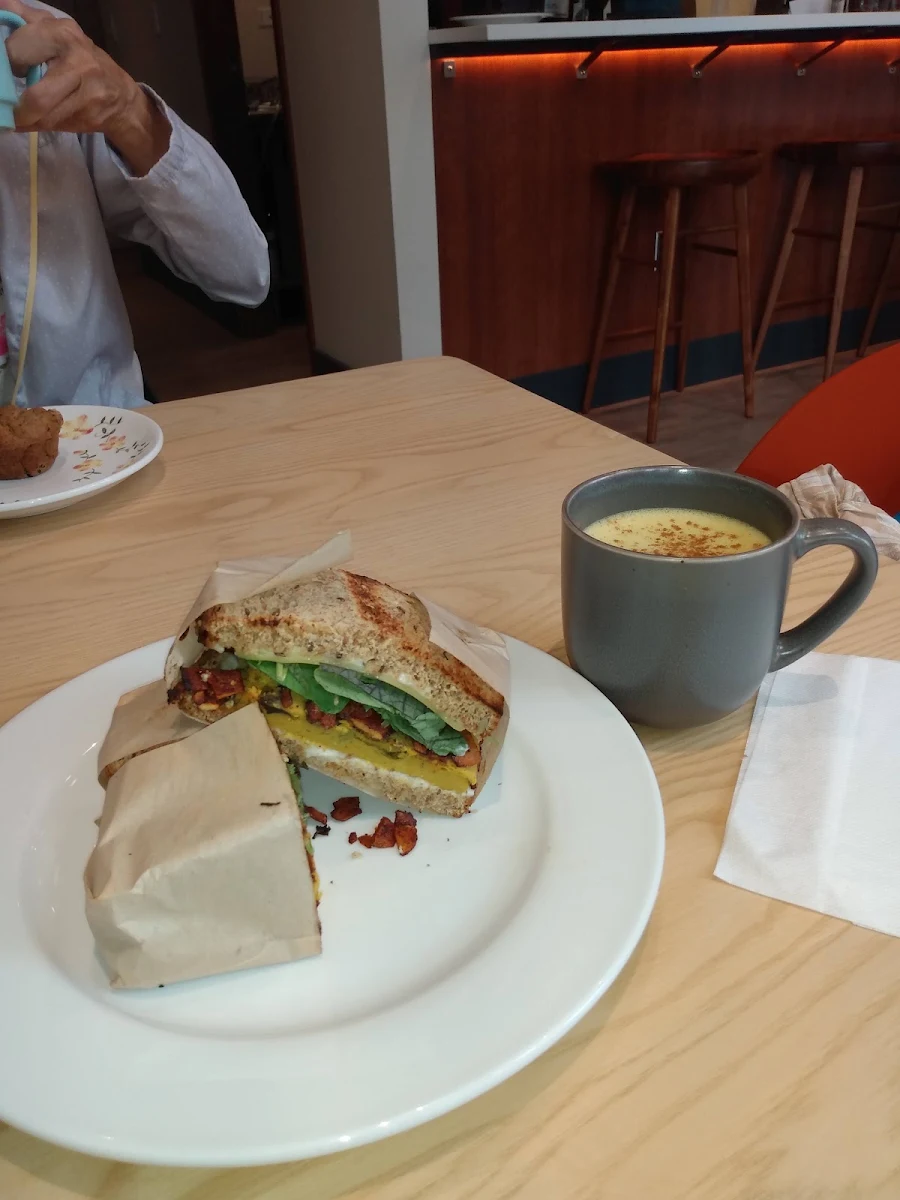 Breakfast Sandwich with Espresso Coffee Drink