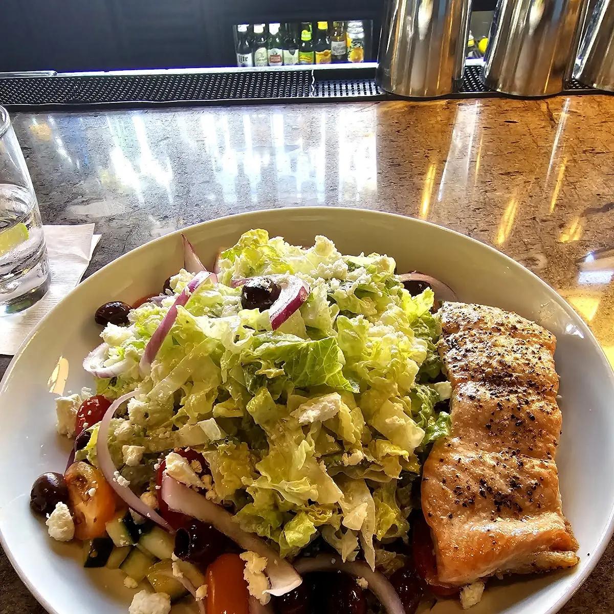 Greek Salad with Salmon