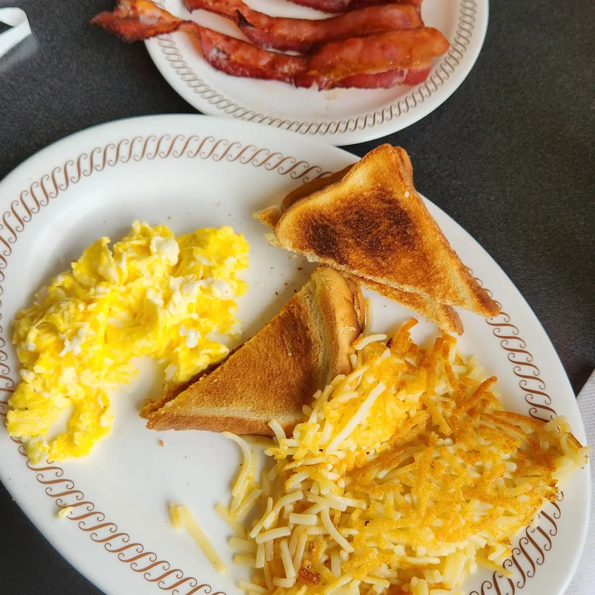 Scrambled Eggs and Toast and Bacon