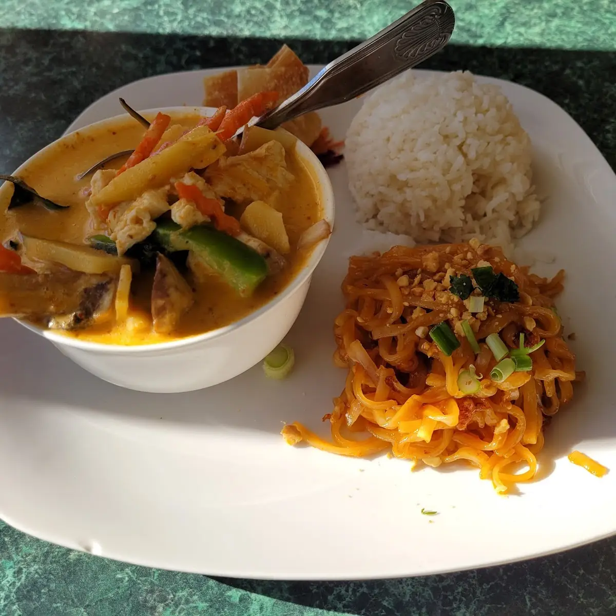 Red Curry with Chicken Pad Thai