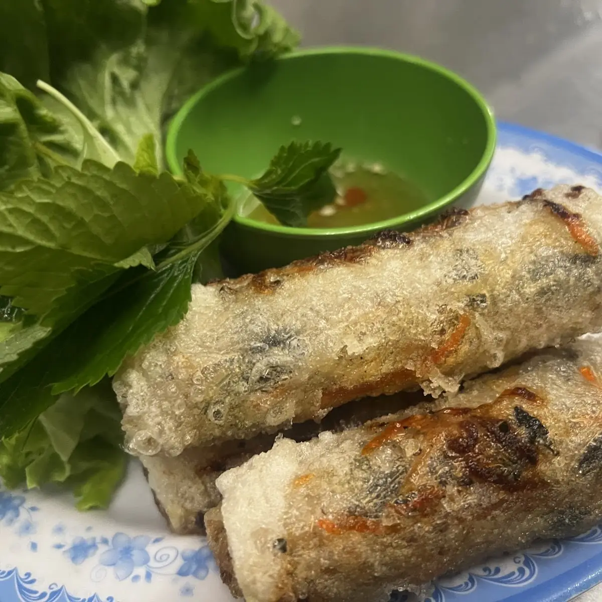Crispy Fried Spring Rolls Fresh Herbs