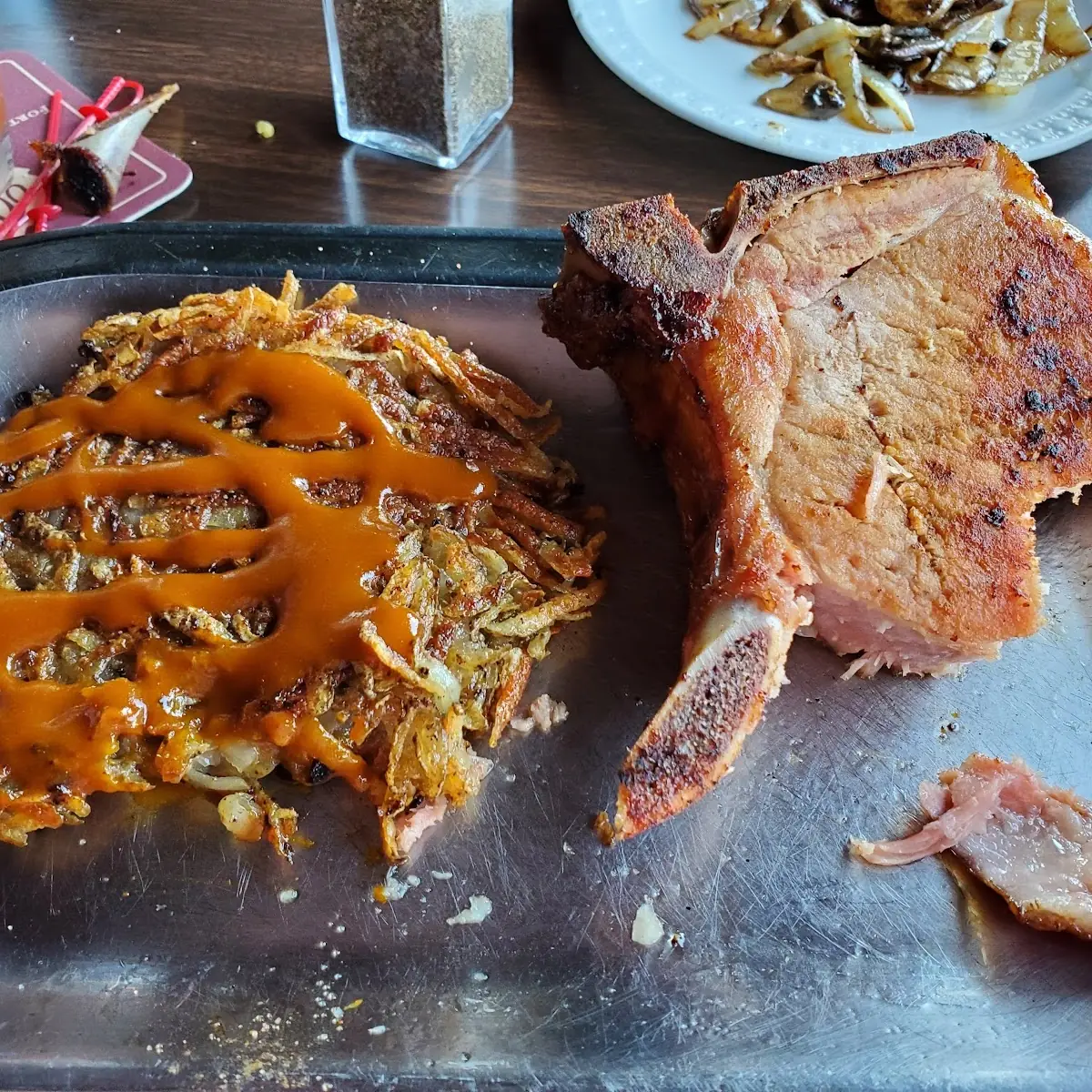 Smoked Chop with Crispy Hash Browns