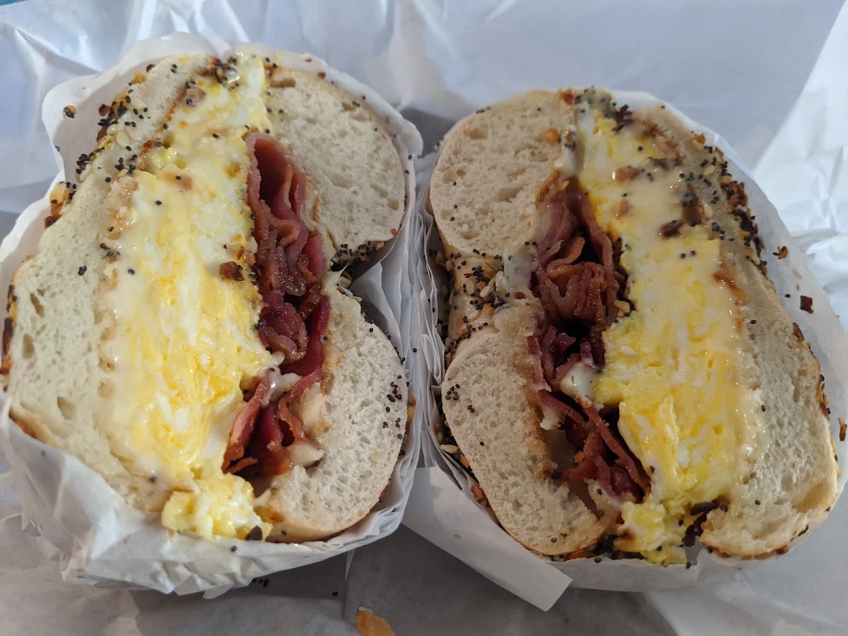 Everything Bagel with Scrambled Eggs and Bacon