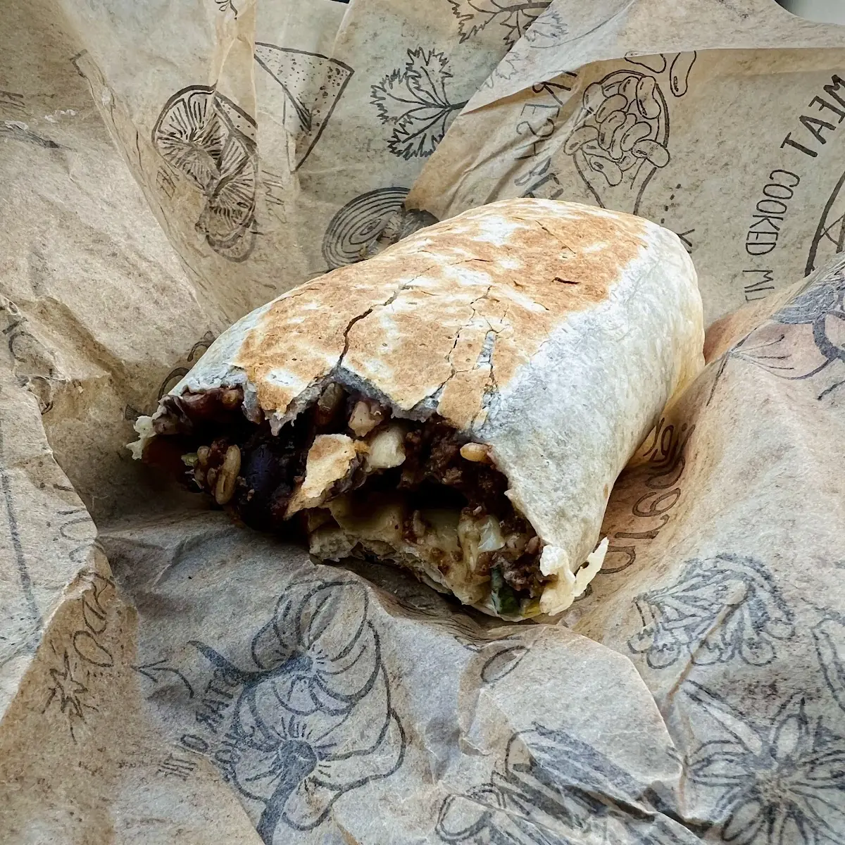 Ground Beef Burrito, Guac Mexi Grill