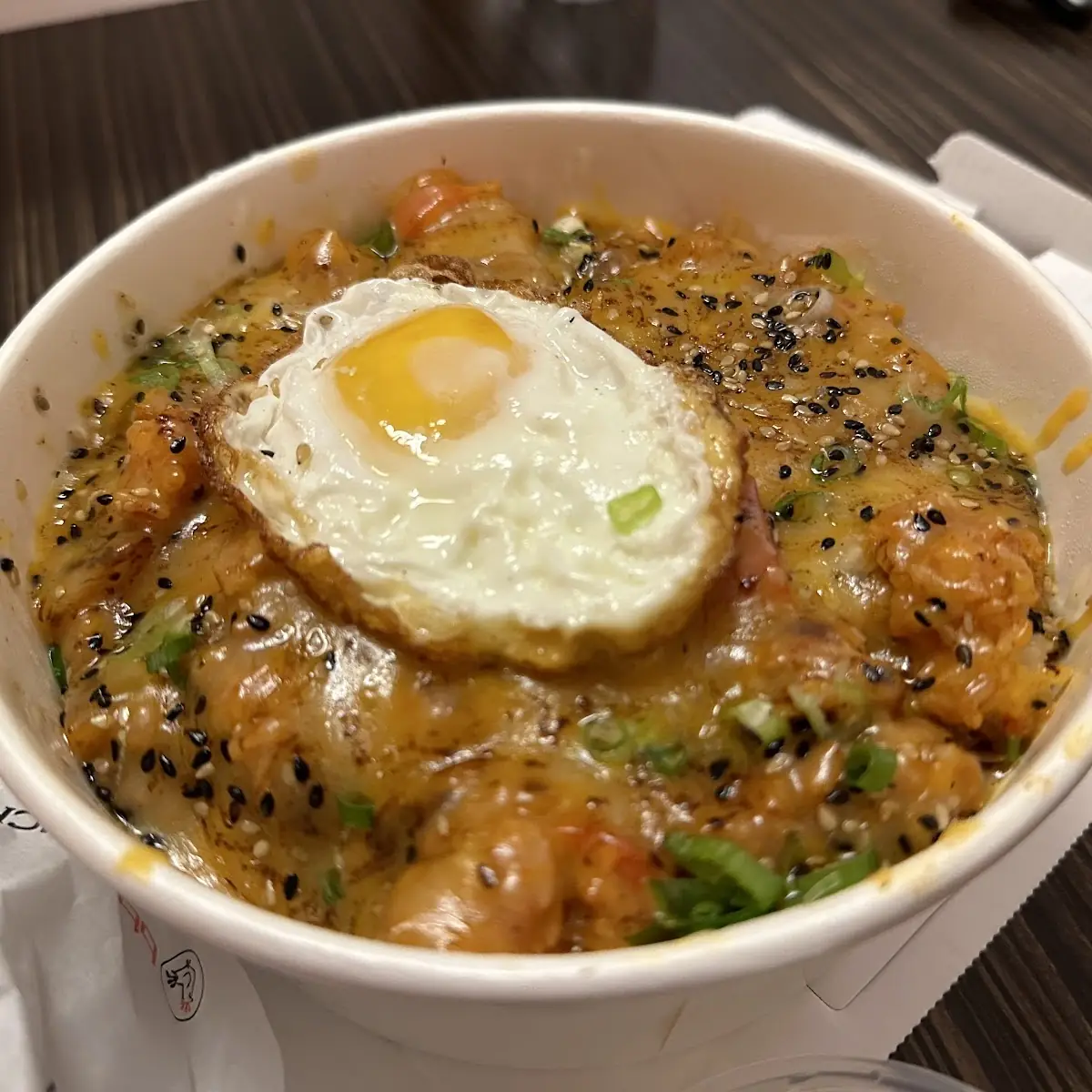 Kimchi Fried Rice with Cheese on Top