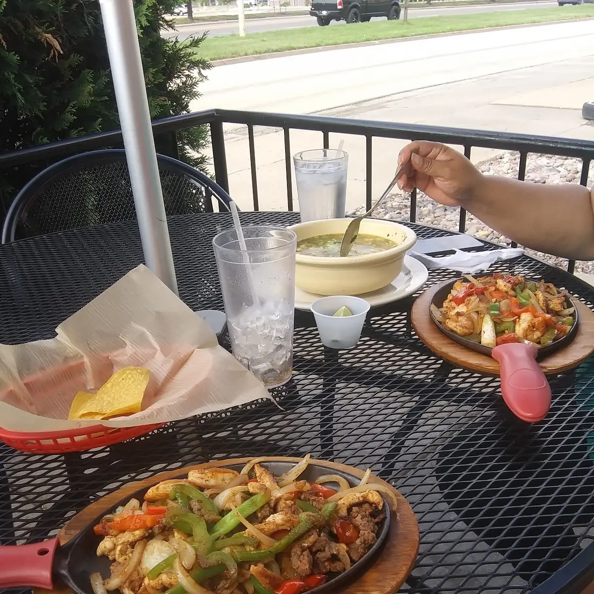 Steak Chicken and Shrimp Fajitas