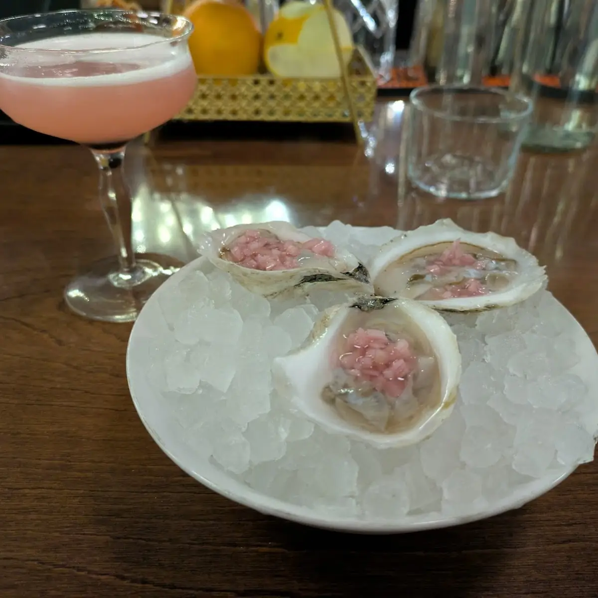 Sakura Sakura Cocktail and Oysters on the Half Shell
