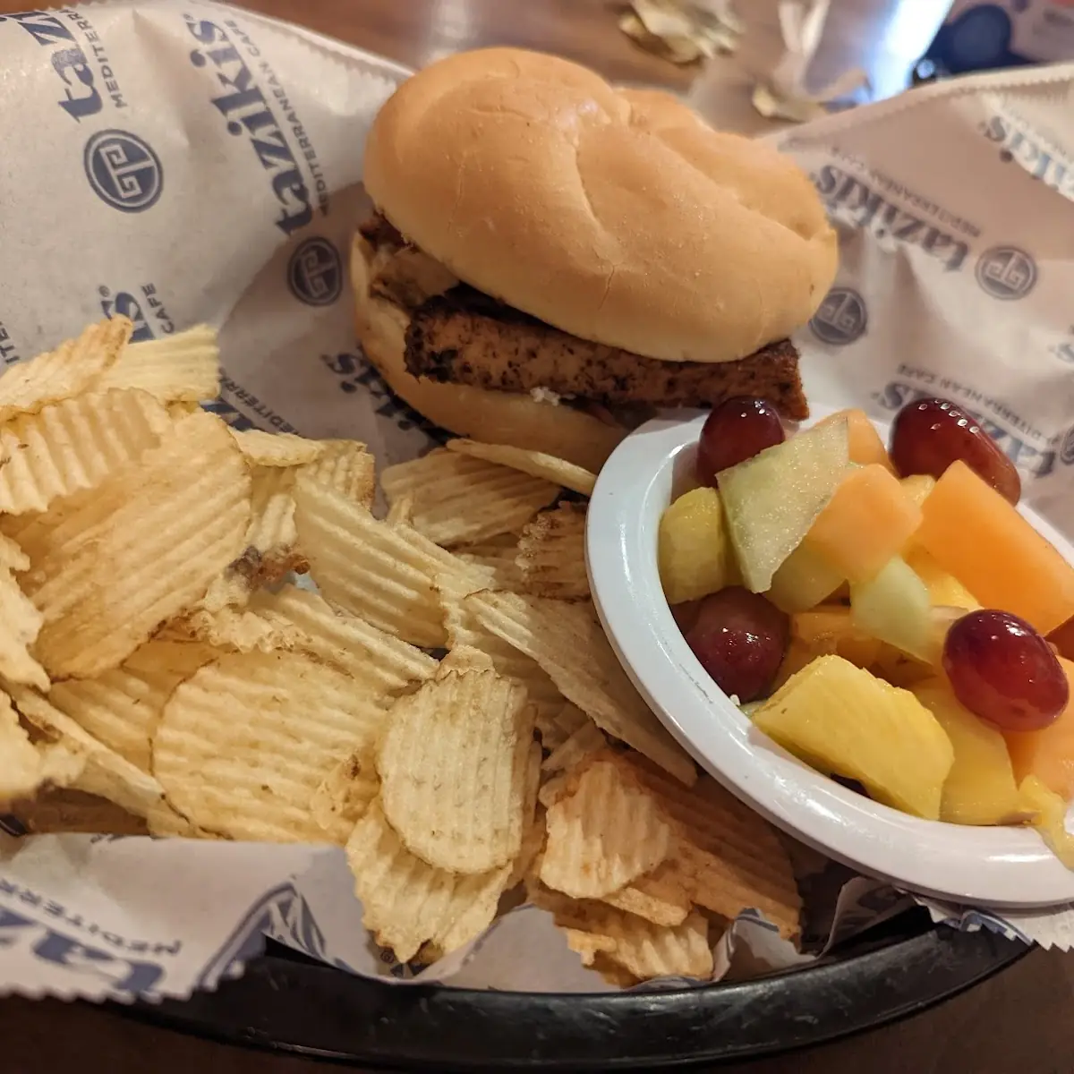 Chicken Sandwich and Fresh Fruit Cup