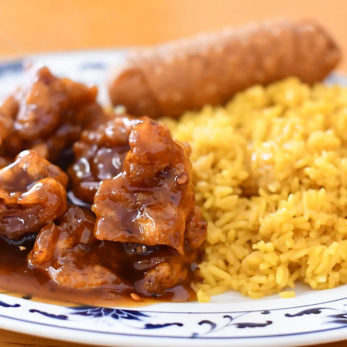 General TSO's Chicken with Egg Roll