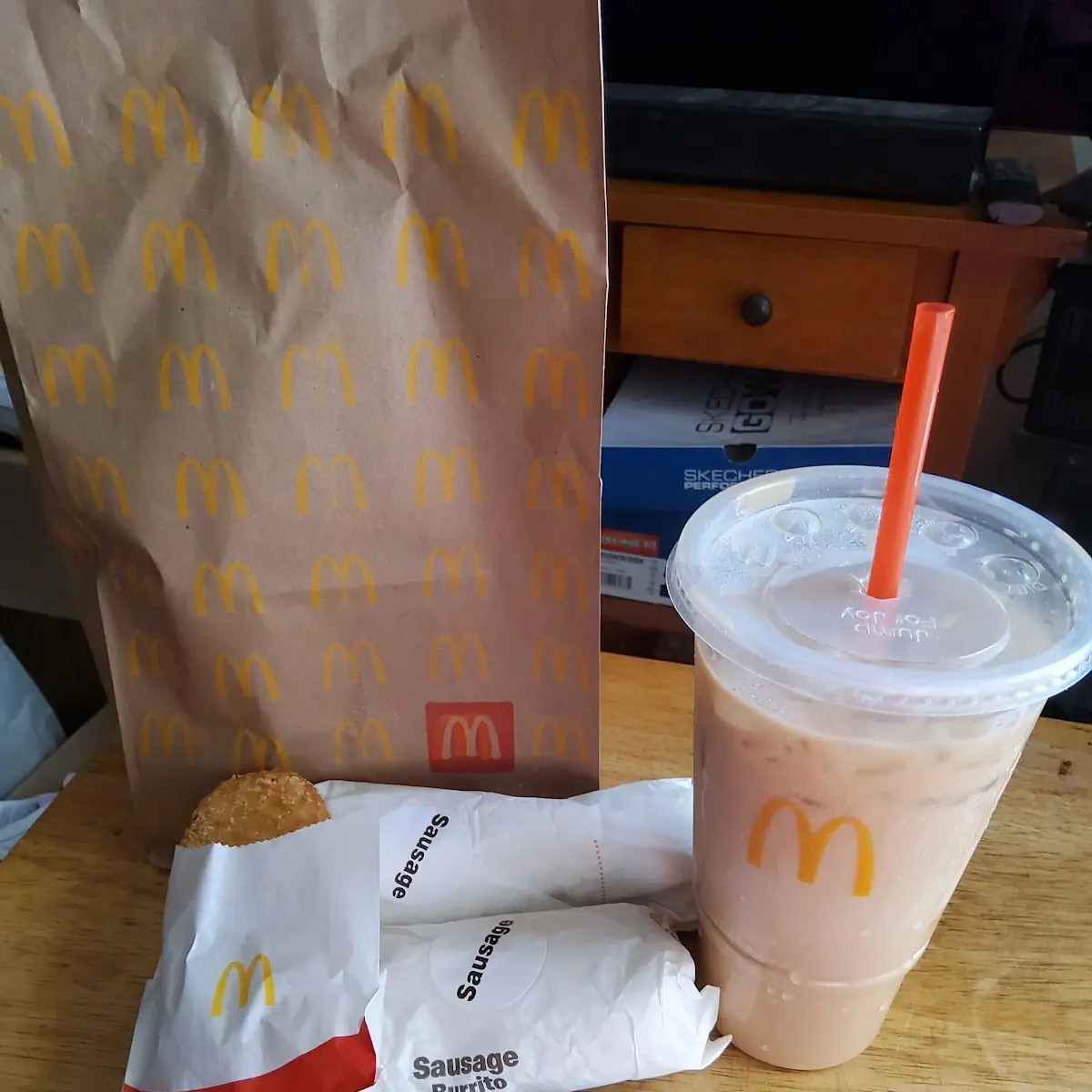 Breakfast Burritos with Hash Browns and Ice Coffee
