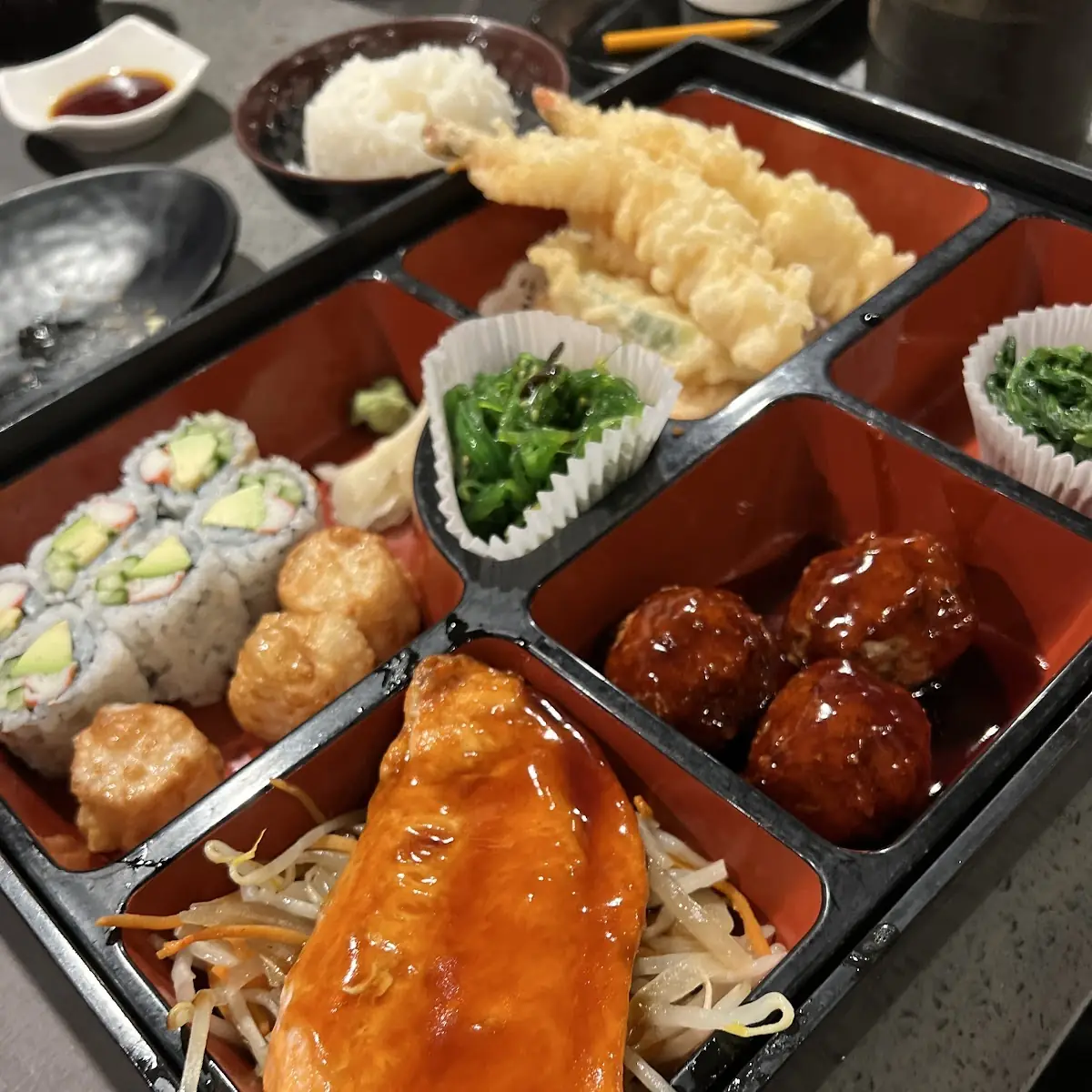 Teriyaki Chicken Bento Box with Sushi