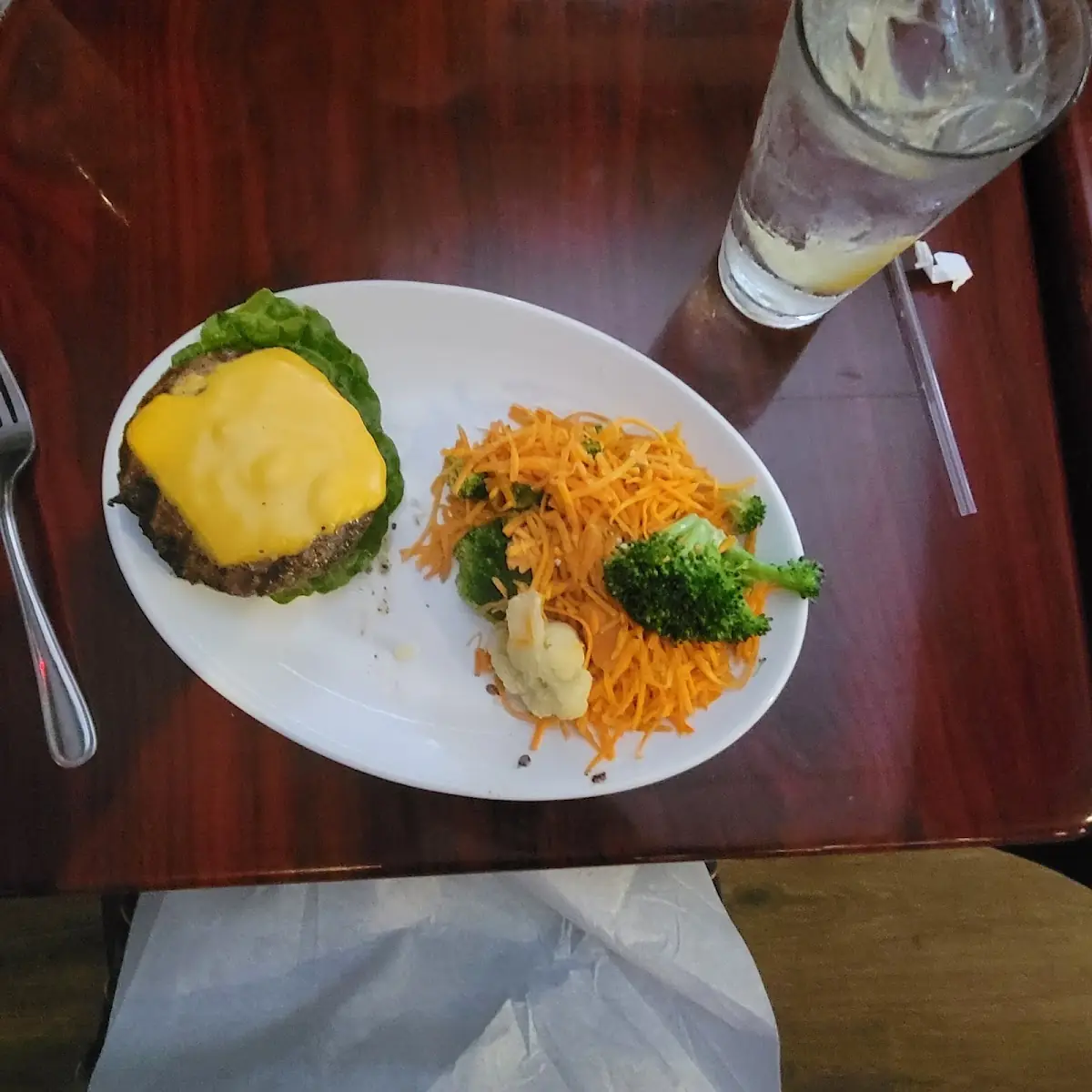 Cheese Burger and Steamed Veggies