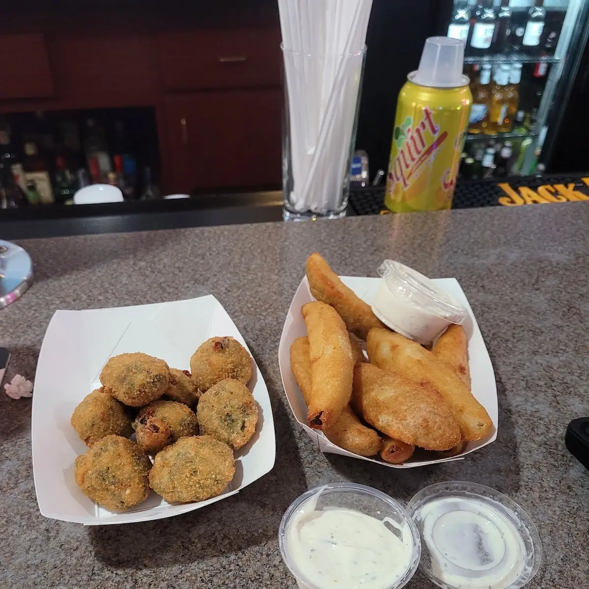 Spinach Artichoke Poppers and Fried Pickles