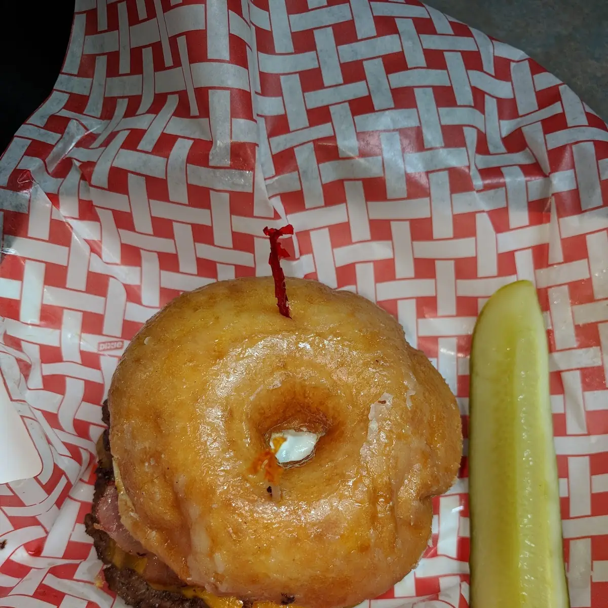 Doughnut Bacon Cheese Burger