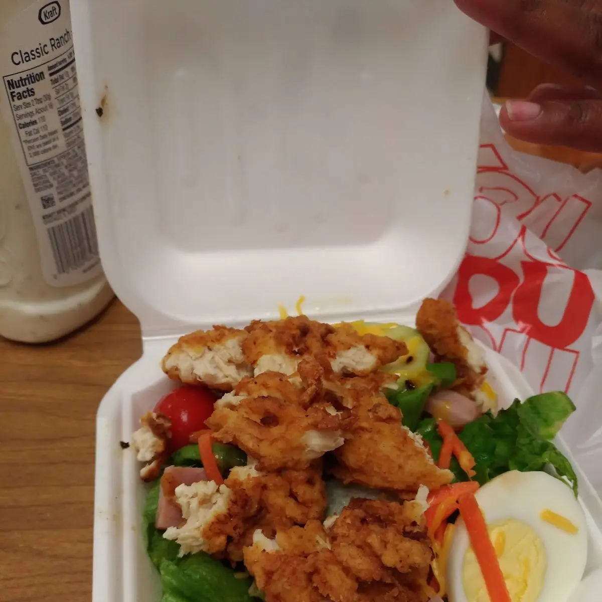Salad with Added Fried Chicken