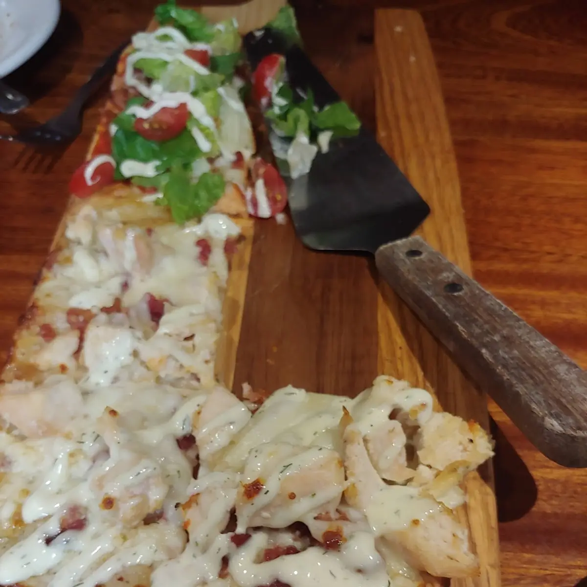 B L T and Chicken Bacon Ranch Flatbread Pizza