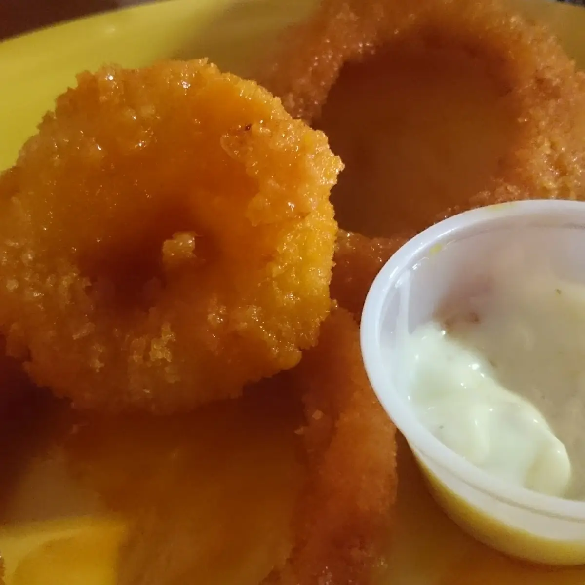 Buffalo Onion Rings with Blue Cheese