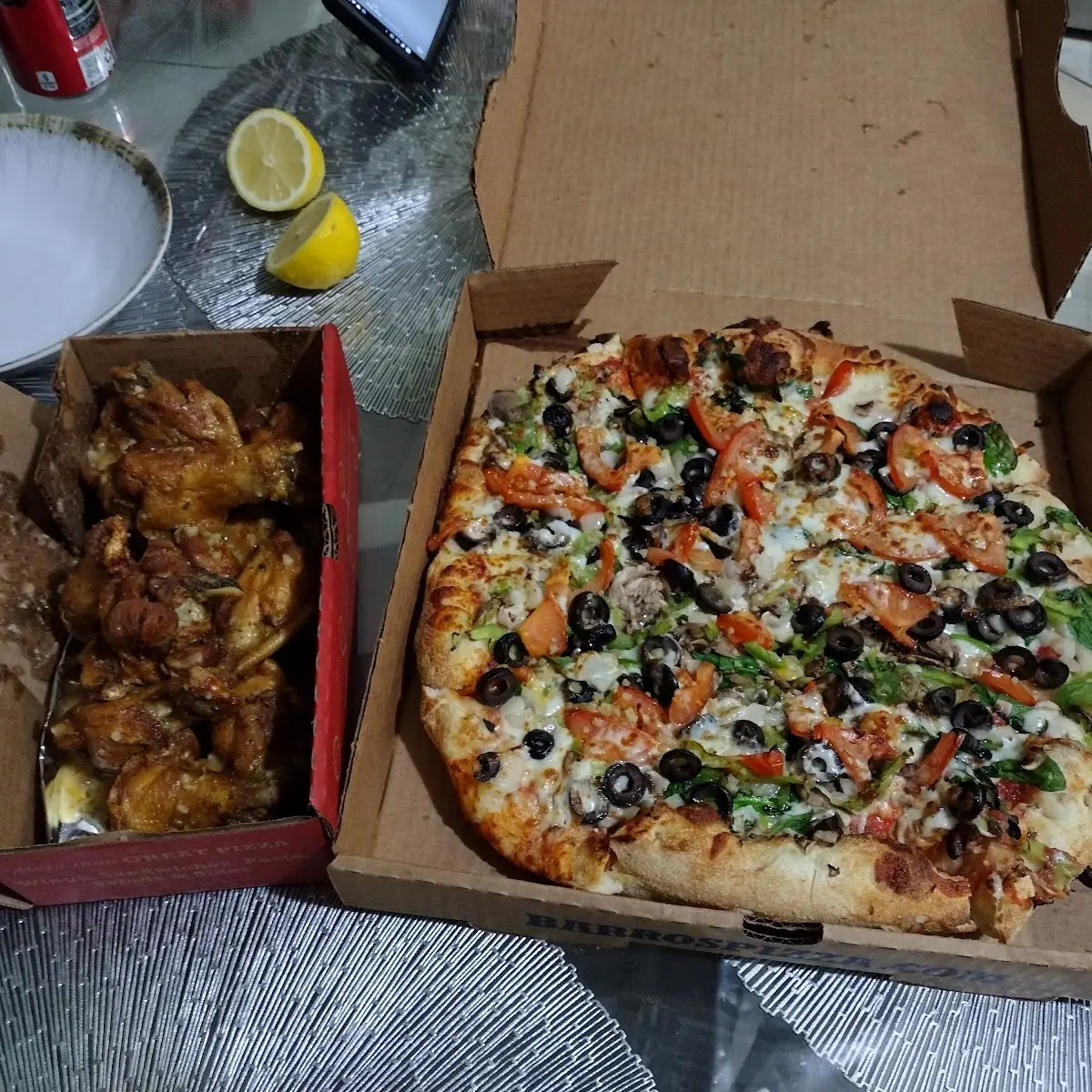 Vegetarian Pizza and Bone-In Wings