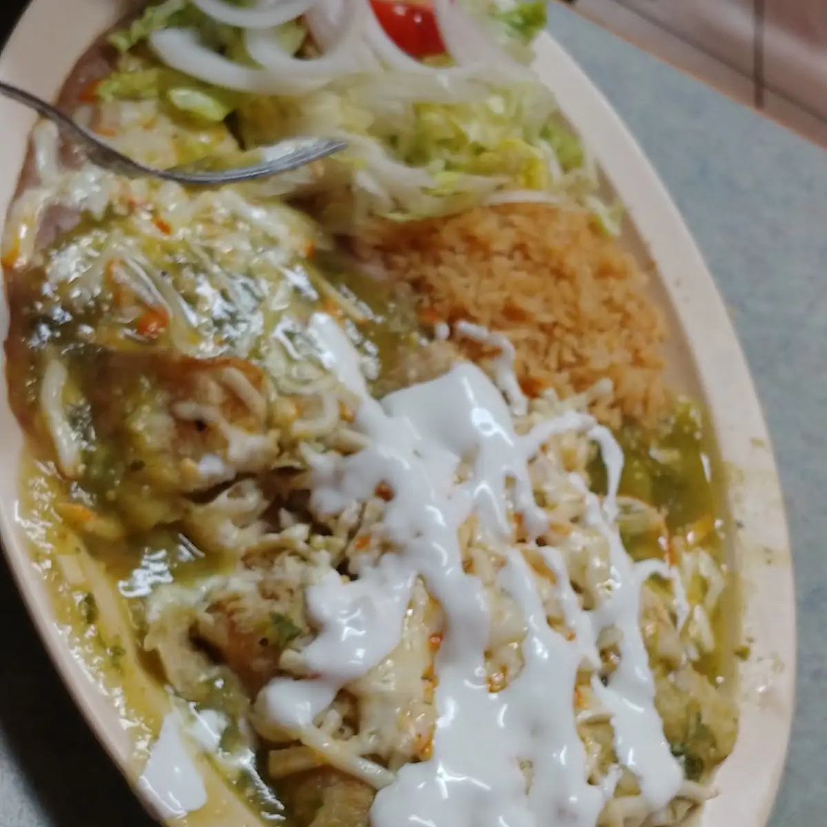 Chicken and Cheese Enchiladas with Rice and Beans