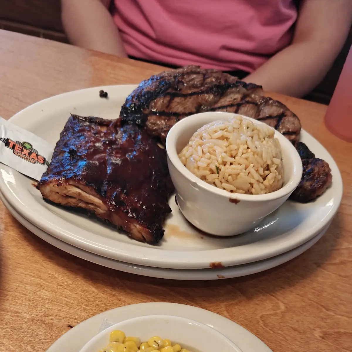 Buttered Corn House Salad Steak Fries