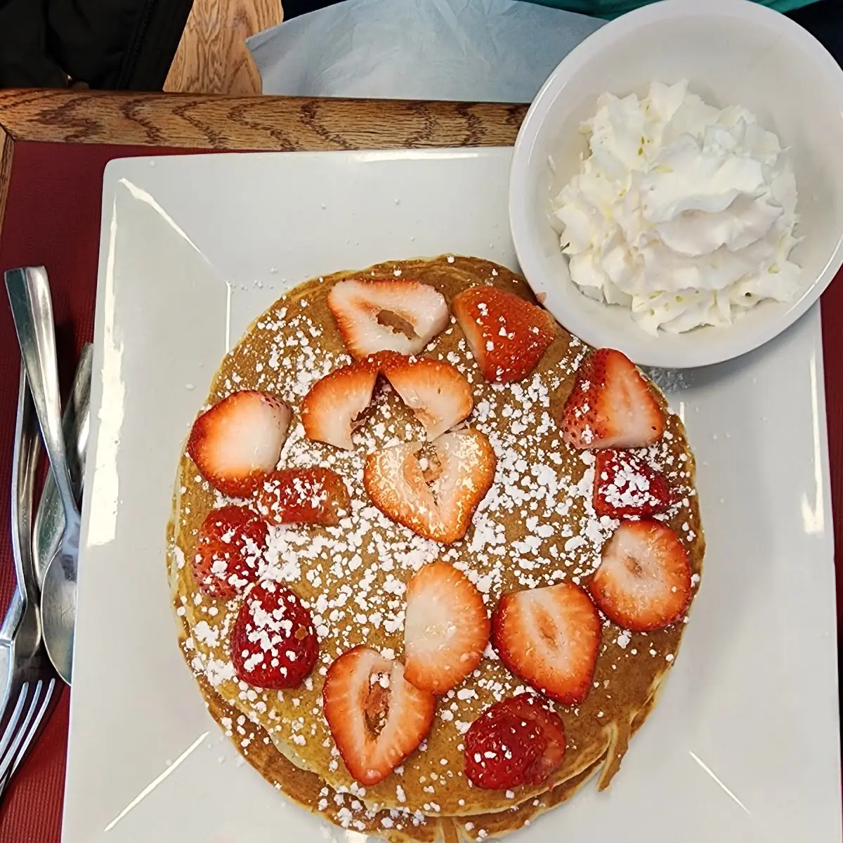 Strawberry New York Cheesecake Pancakes
