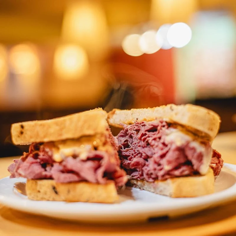 Hot Corned Beef and Swiss Sandwich