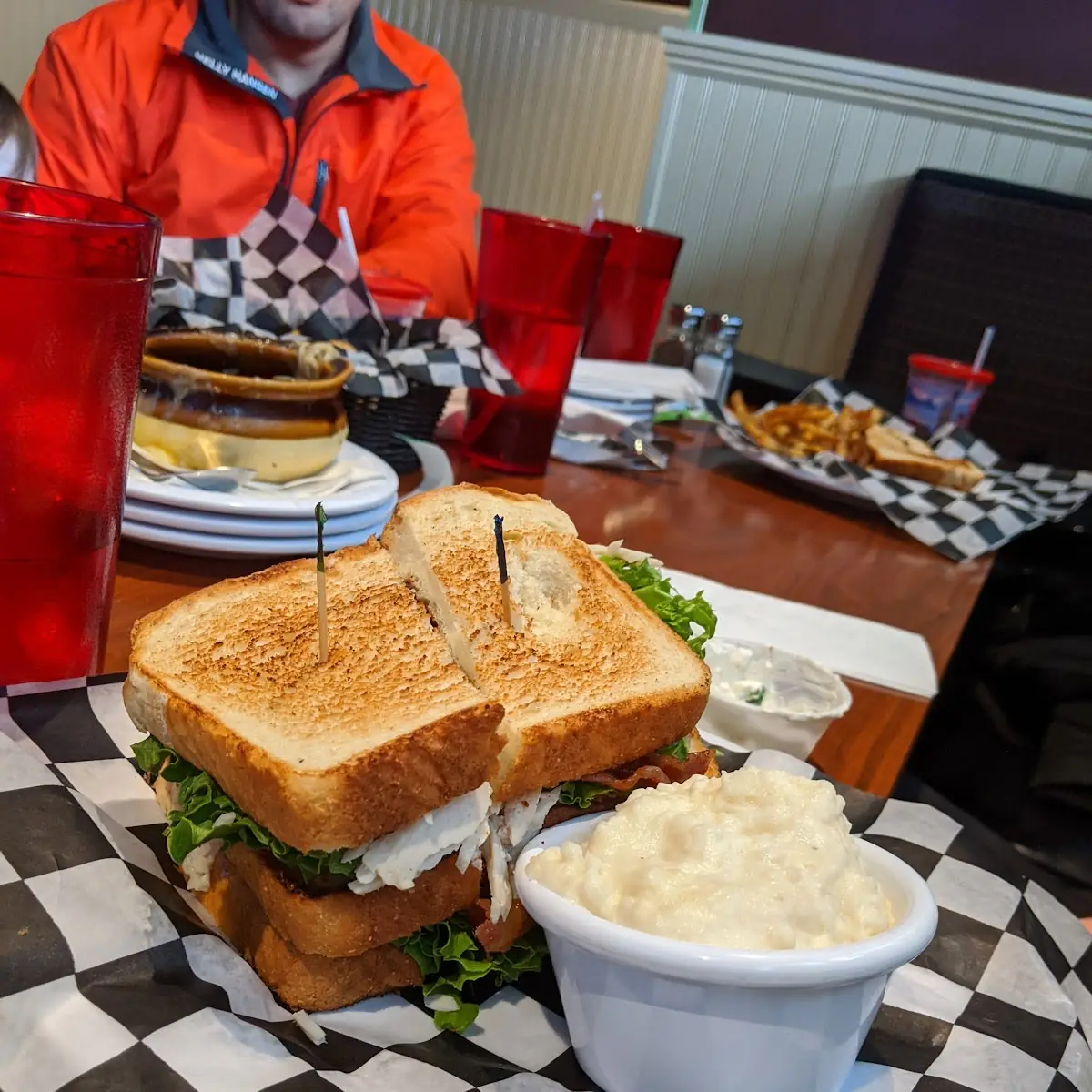 Turkey Club with Side Mashed Potatoes